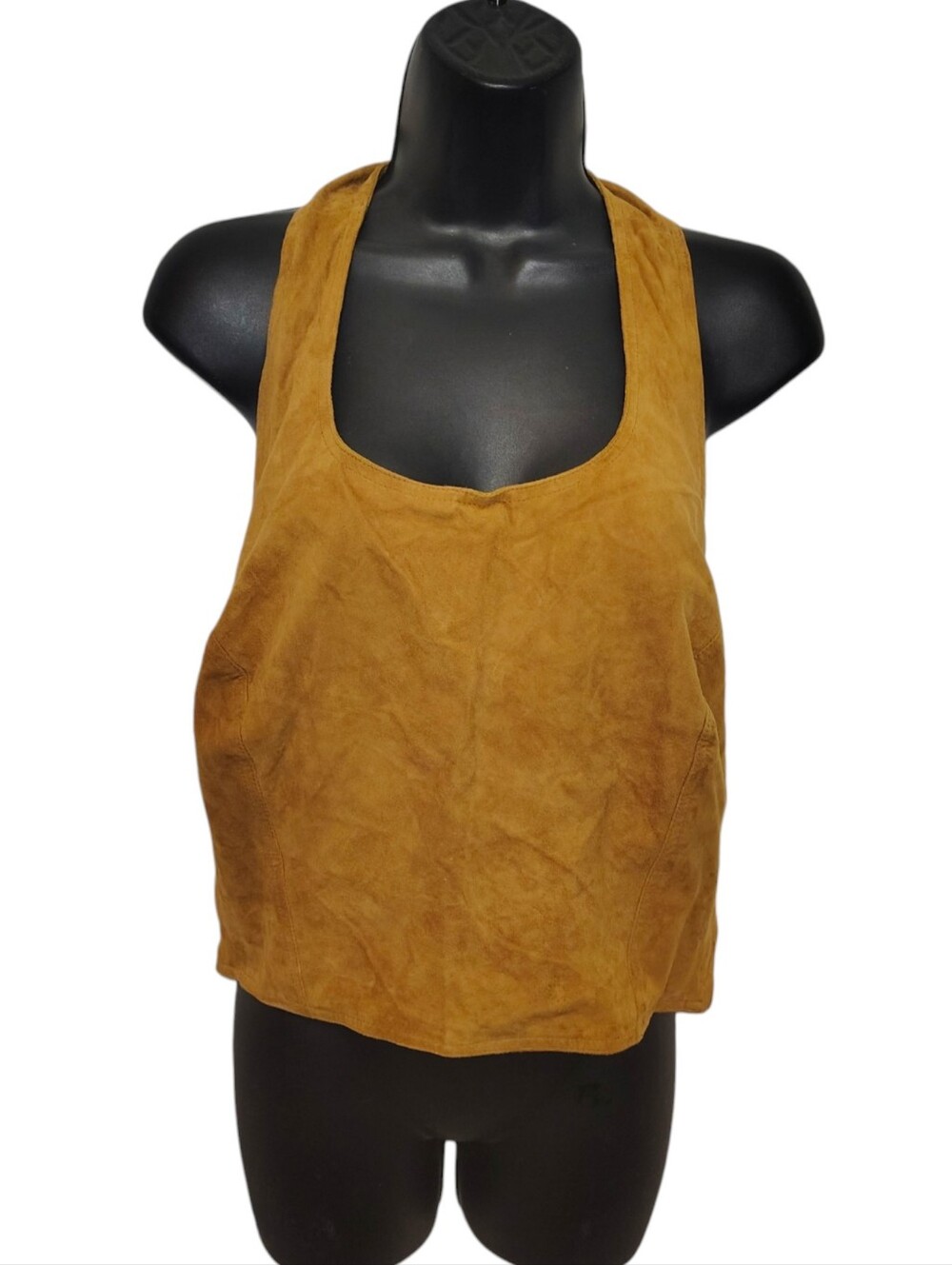 Vintage 90s Y2K Liz Claiborne Suede Tie Neck Halter Top
